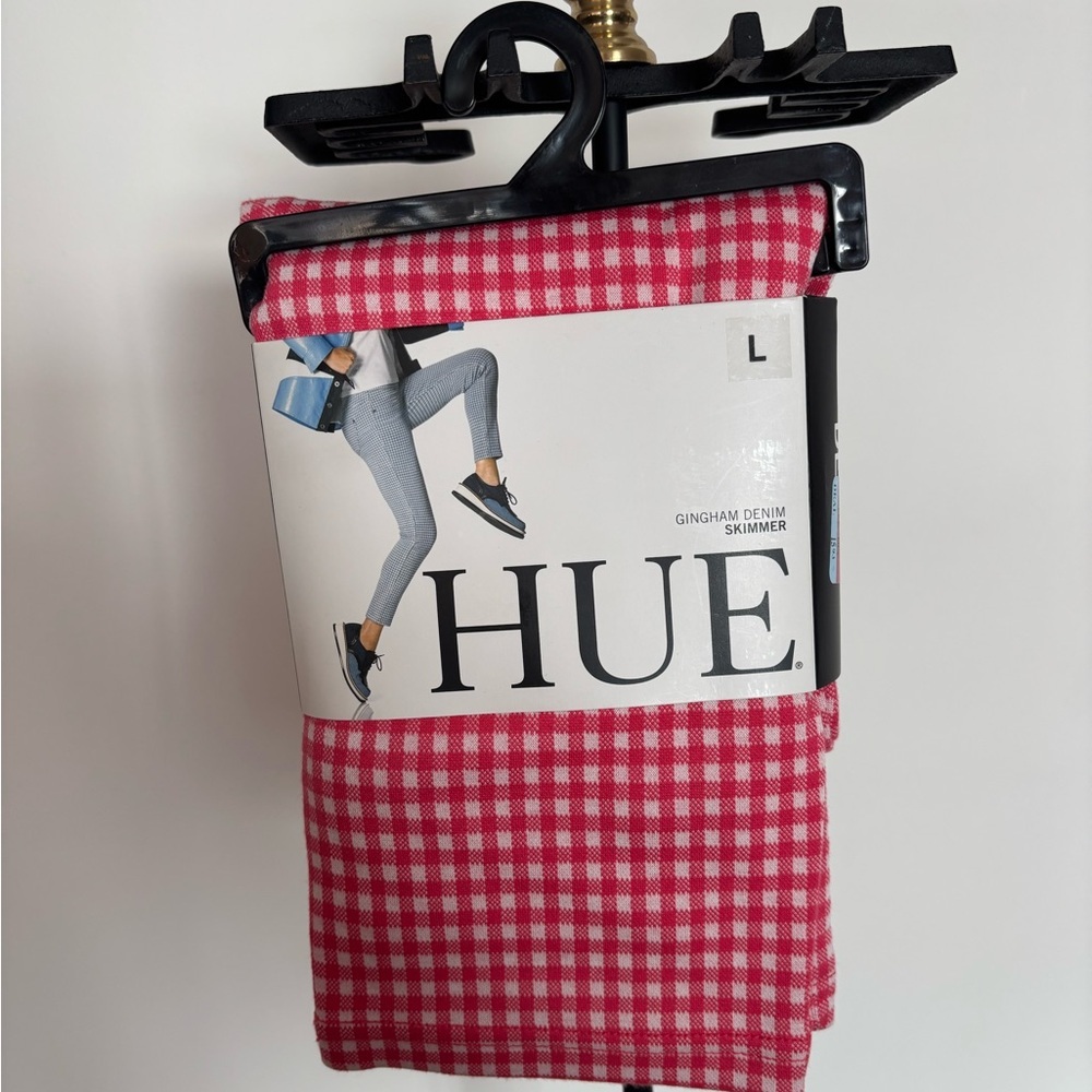 NWT HUE Red and White Plaid Denim Skimmer
